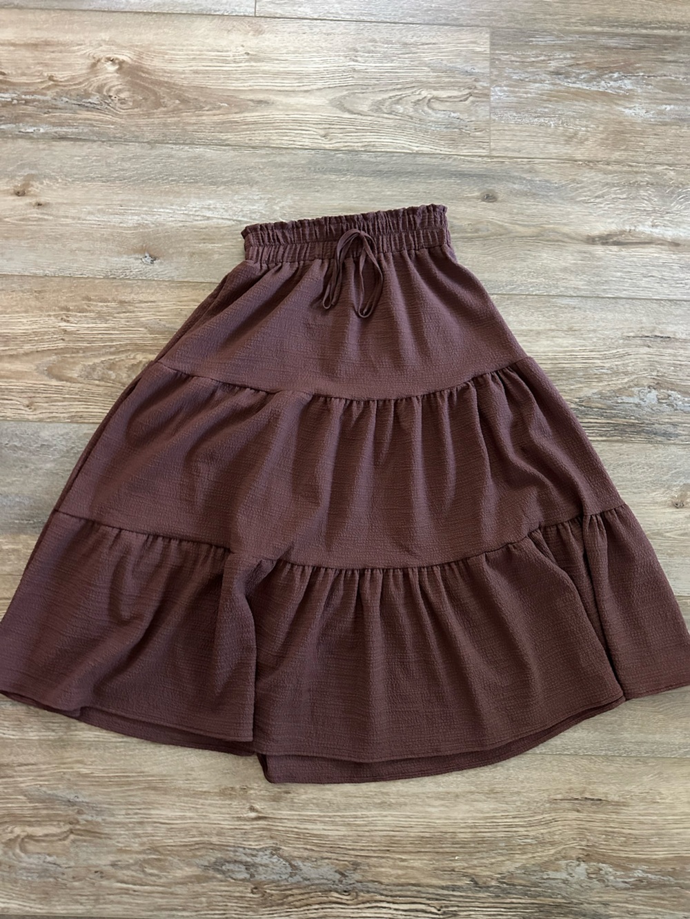 SHEIN Plum Brown Tiered Drawstring Waist Skirt